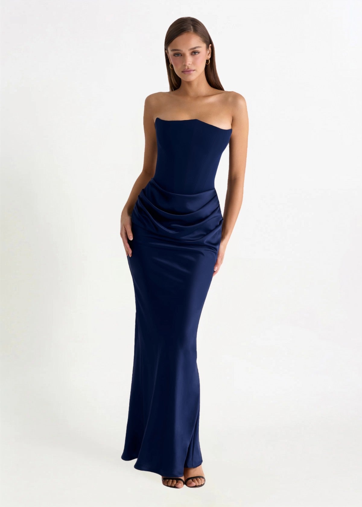 House of CB Persephone Strapless Corset Maxi Dress in Navy Hire for a Black Tie event from Dress for a Night