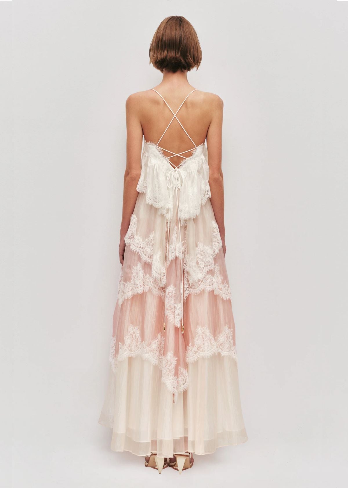 Ophelia Lace Gown in Multi Pink