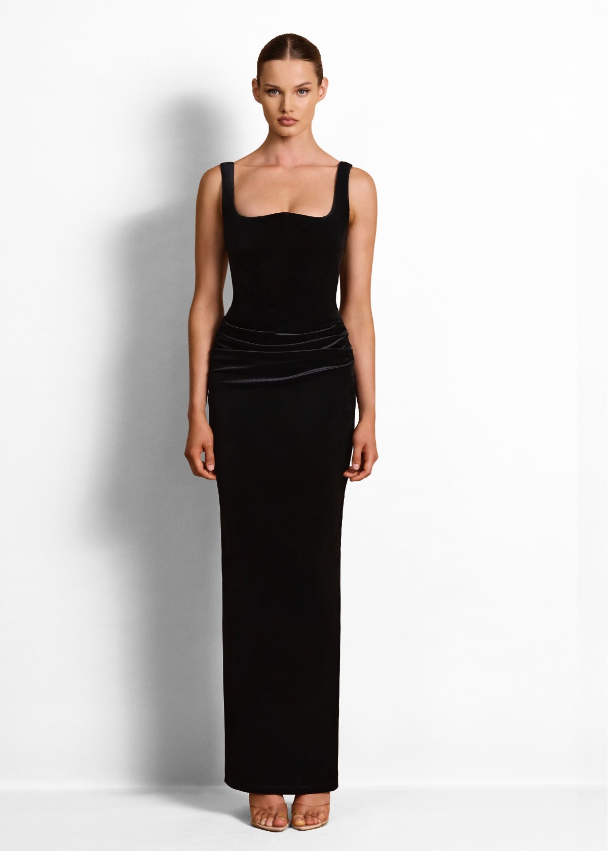 Nookie Veda Maxi velvet dress Black