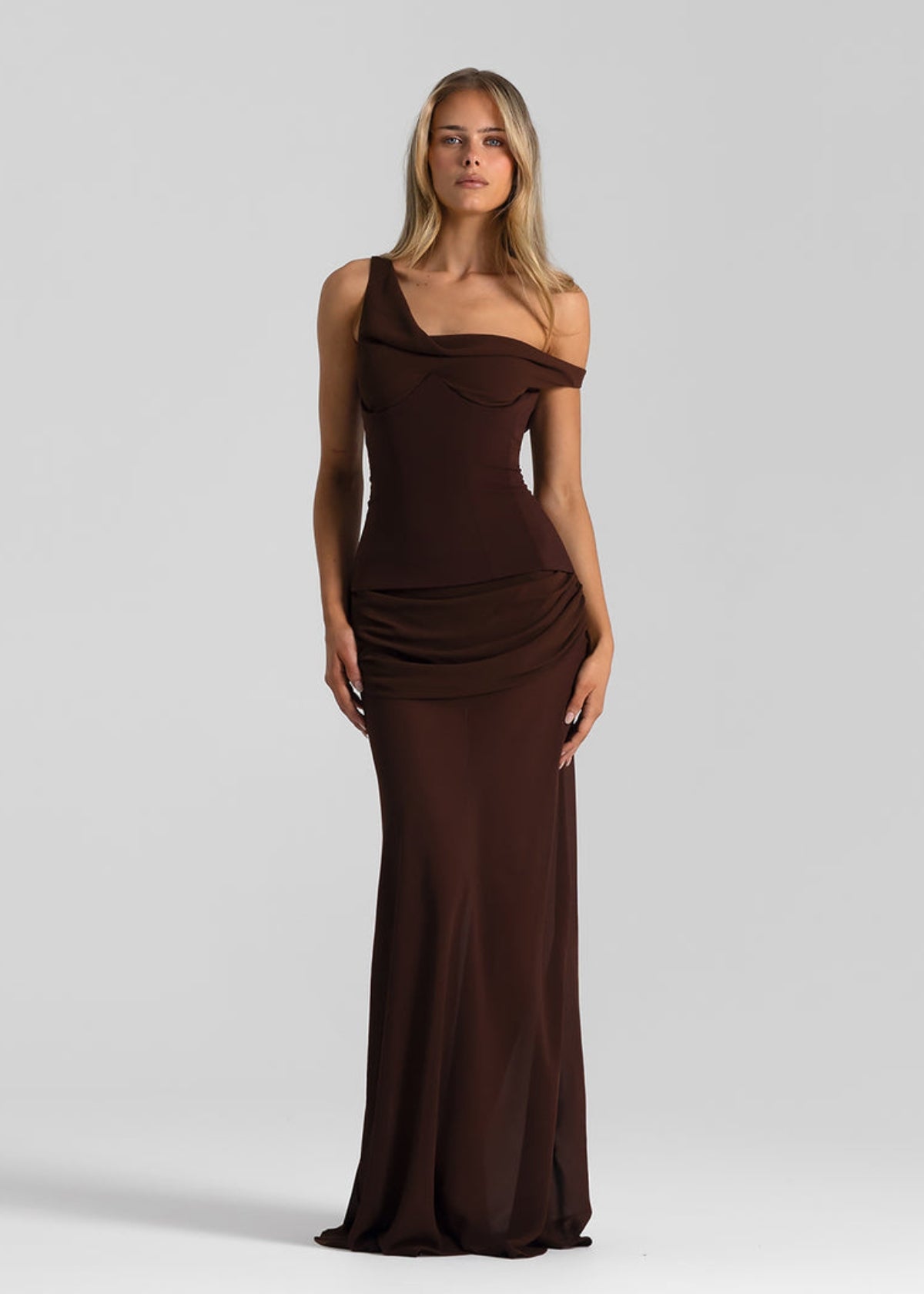 Cadence Crepe Corset Dress in Espresso