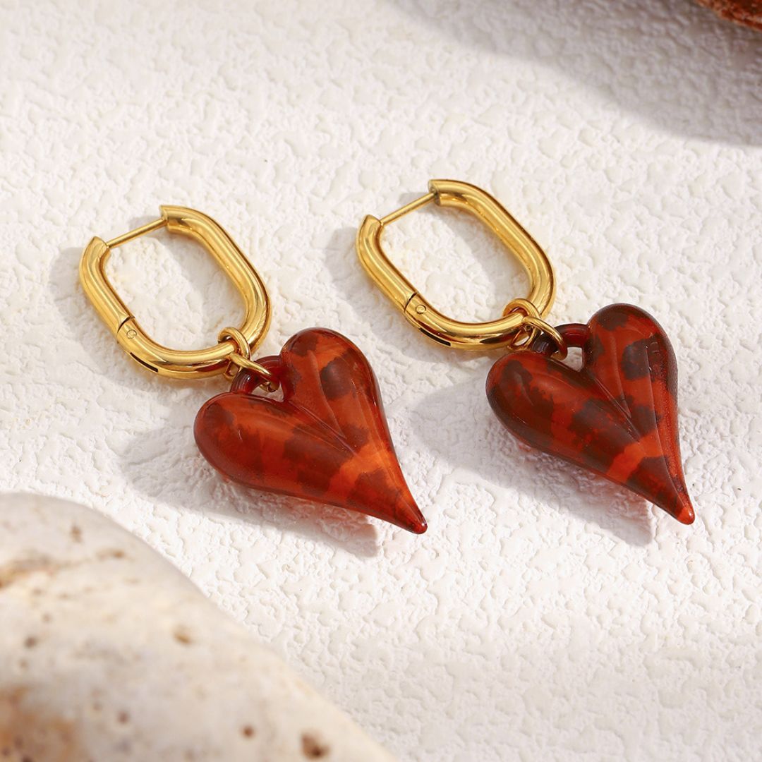 Elysian heart earrings heart-shaped earrings with gold hooks