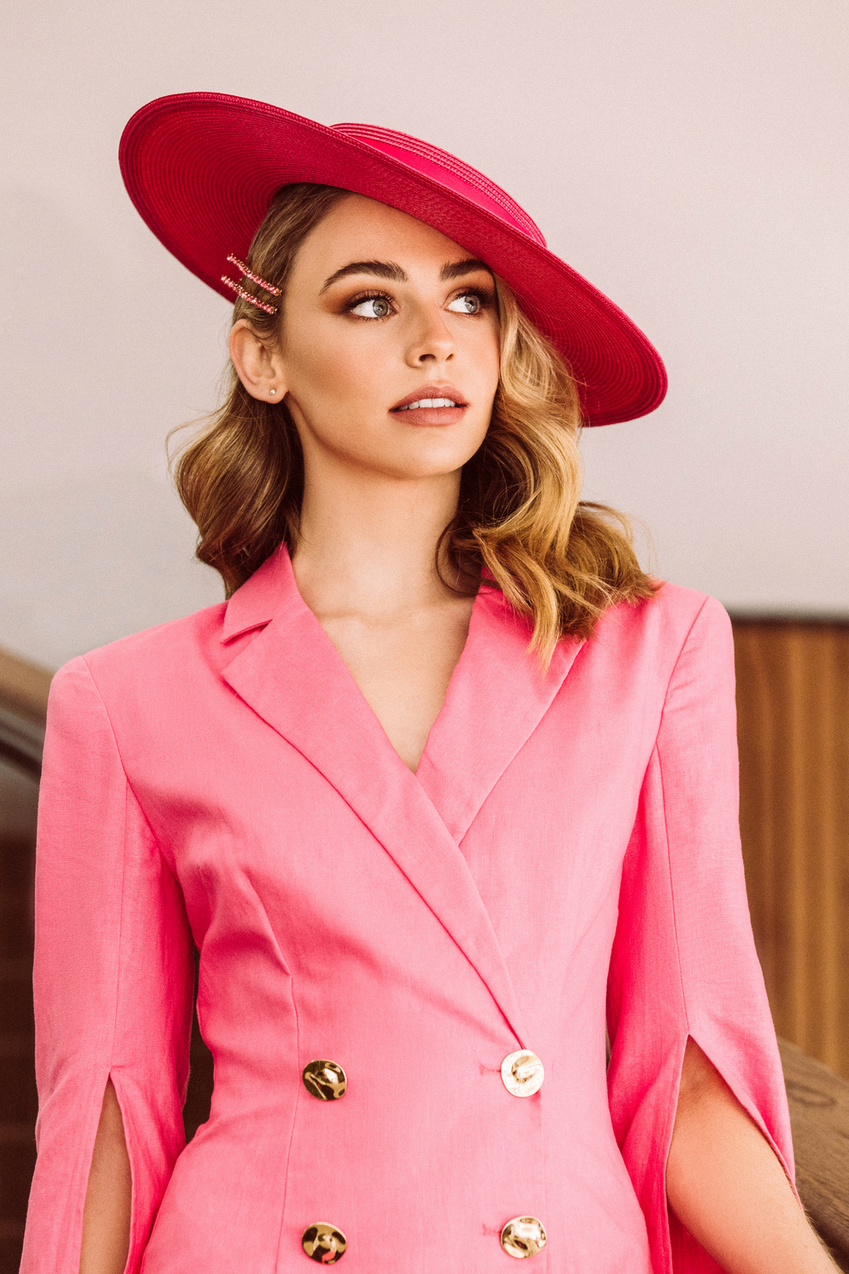 MORGAN & TAYLOR Macy Boater Hat (Pink),Dress for a Night