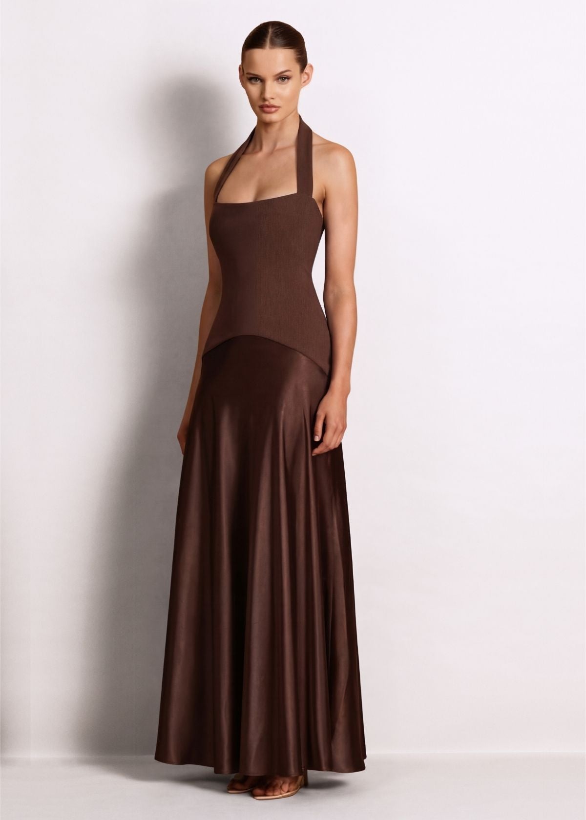 Nookie Alice Halter chocolate formal dress hire