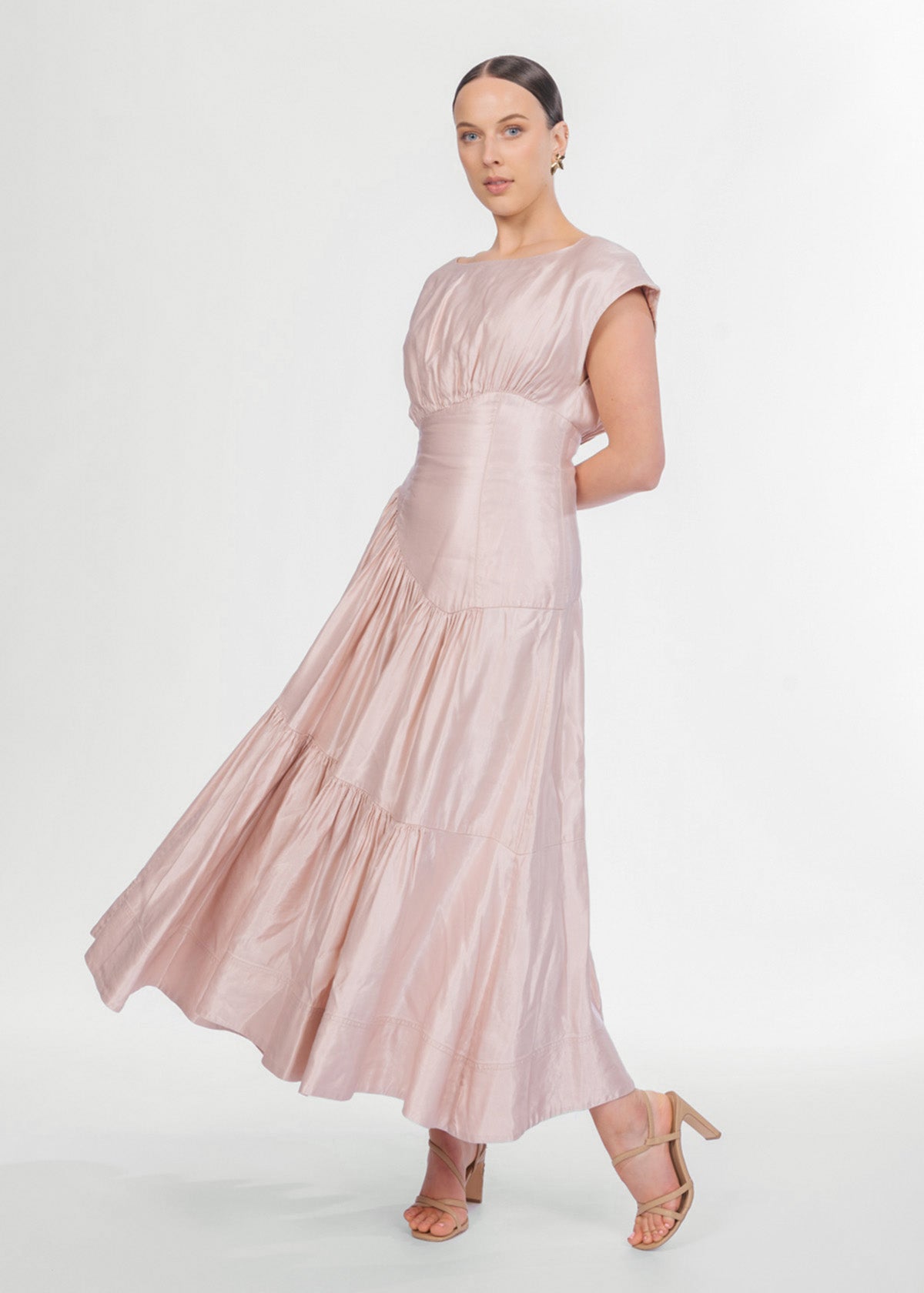 Aje Serendipity Reflection Blush Pink Midi Dress