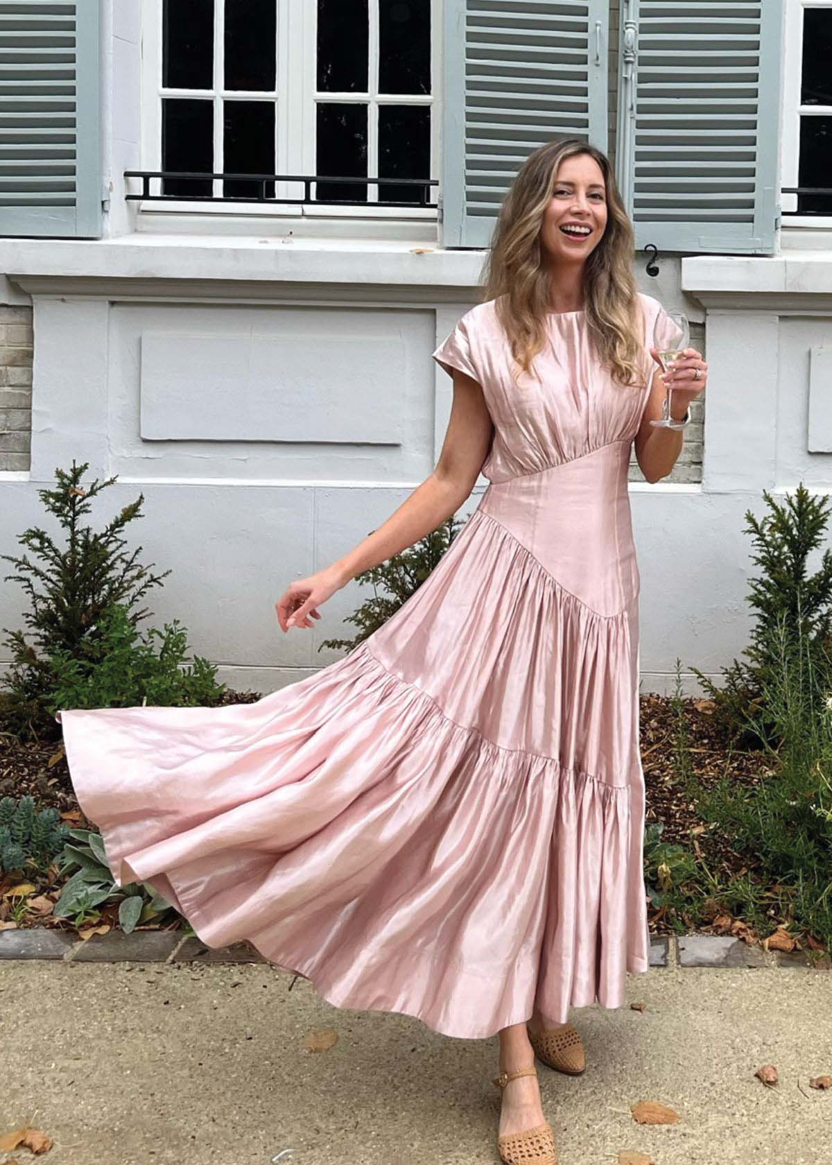 Aje Serendipity Reflection Blush Pink Midi Dress