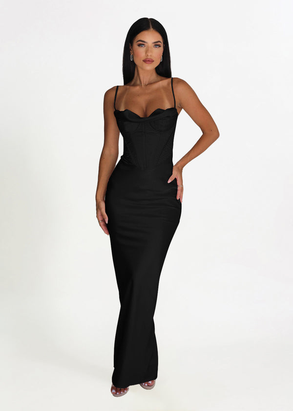House Of CB Charmaine Corset Black Formal Dress