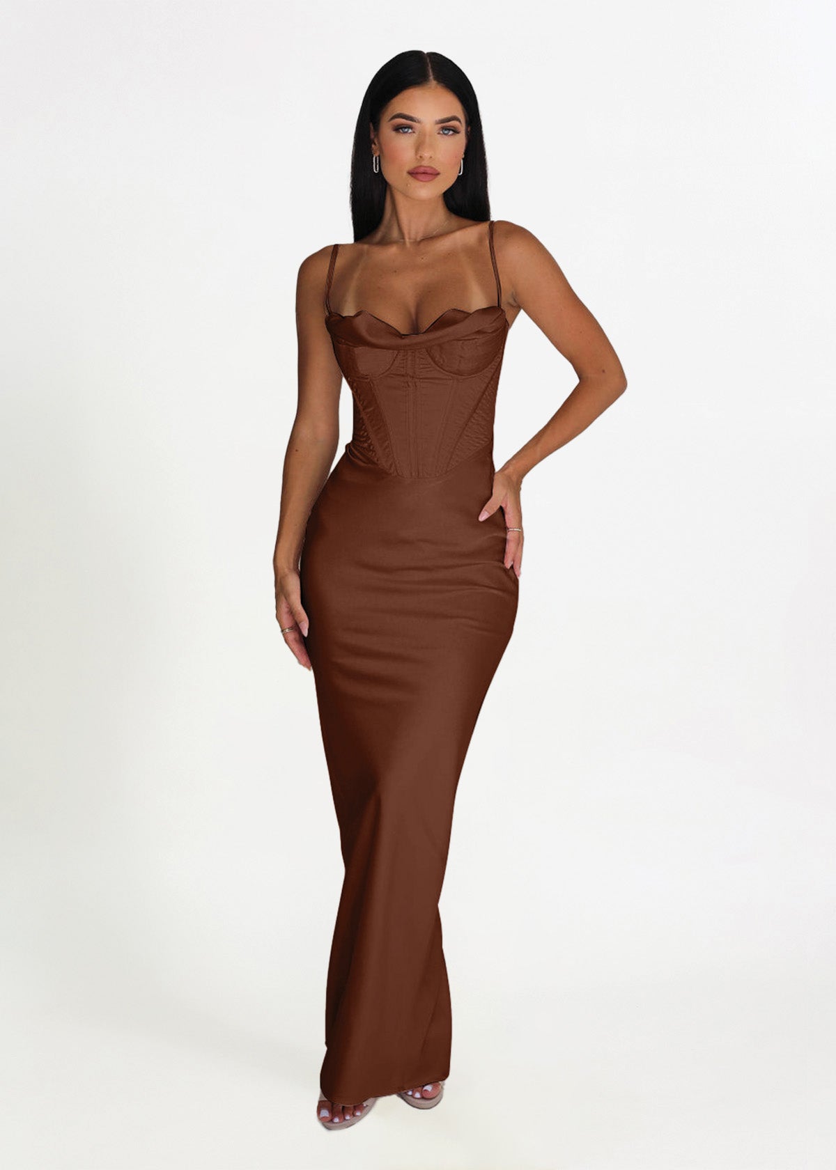 House Of CB Charmaine Corset Brown Formal Dress