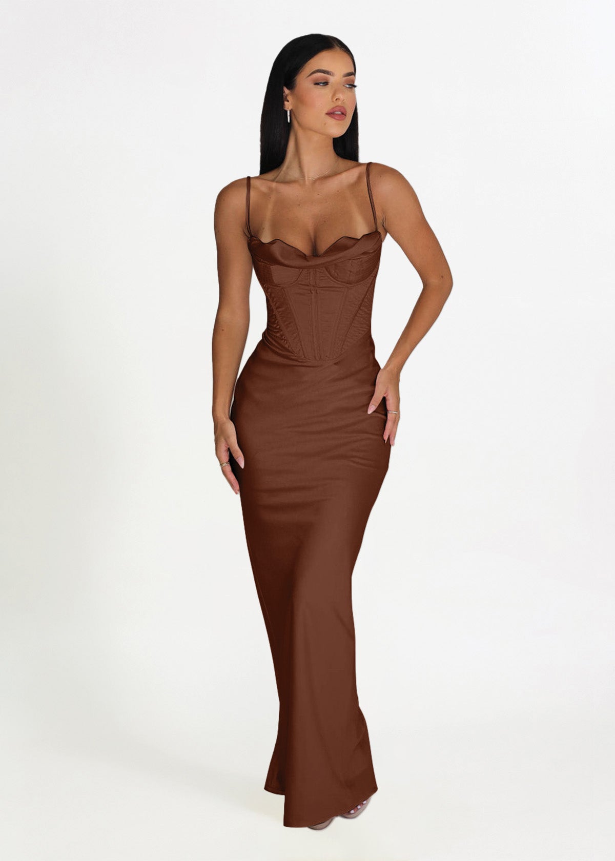 House Of CB Charmaine Corset Brown Formal Dress