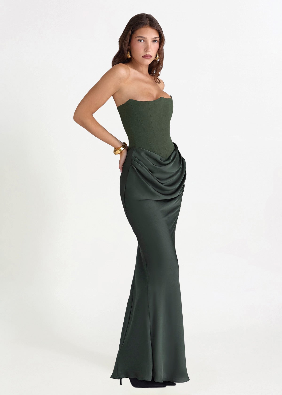 House Of CB Persephone Corset Emerald Green Formal Dress