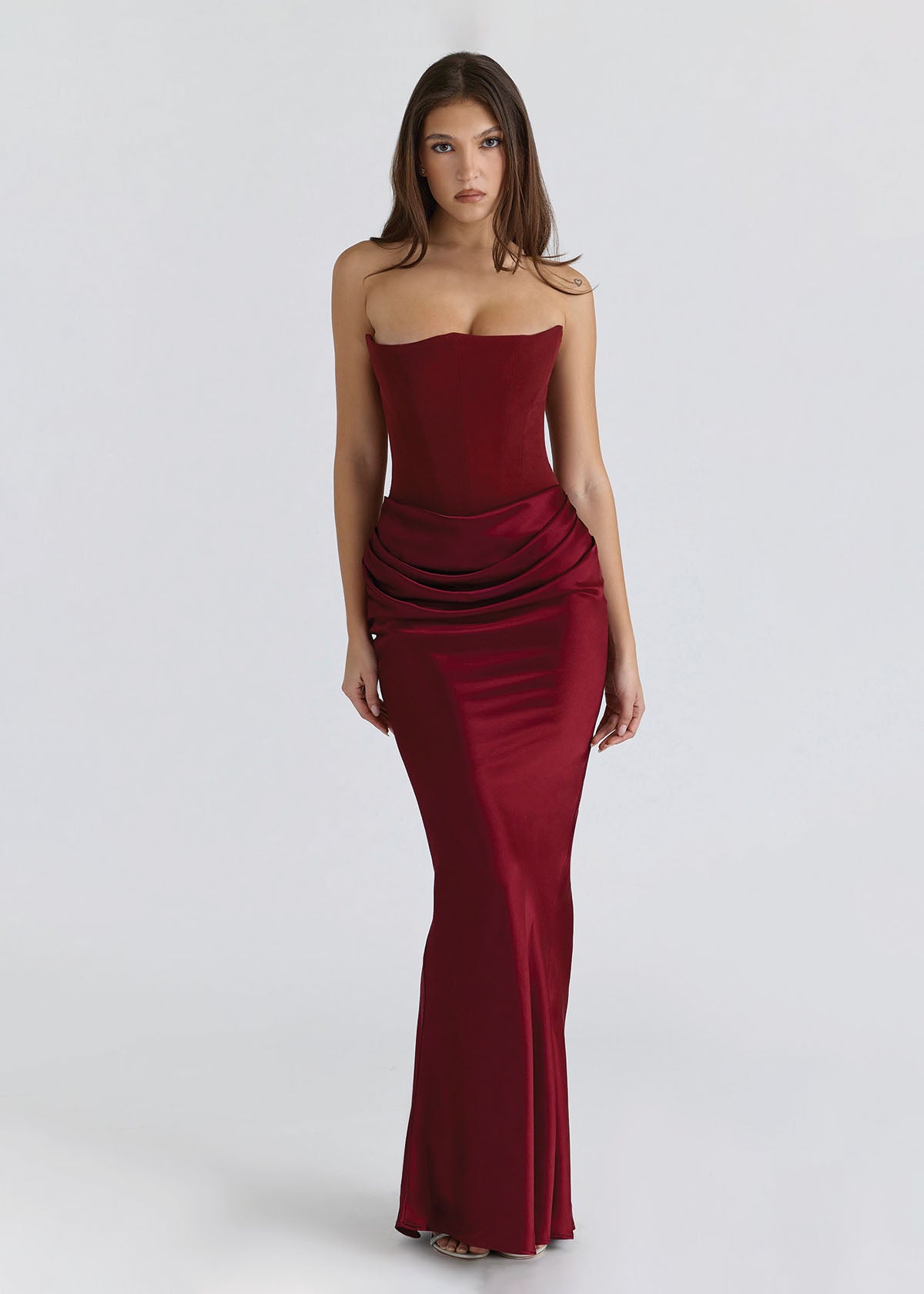 House Of CB Persephone Corset Wine Red Formal Dress