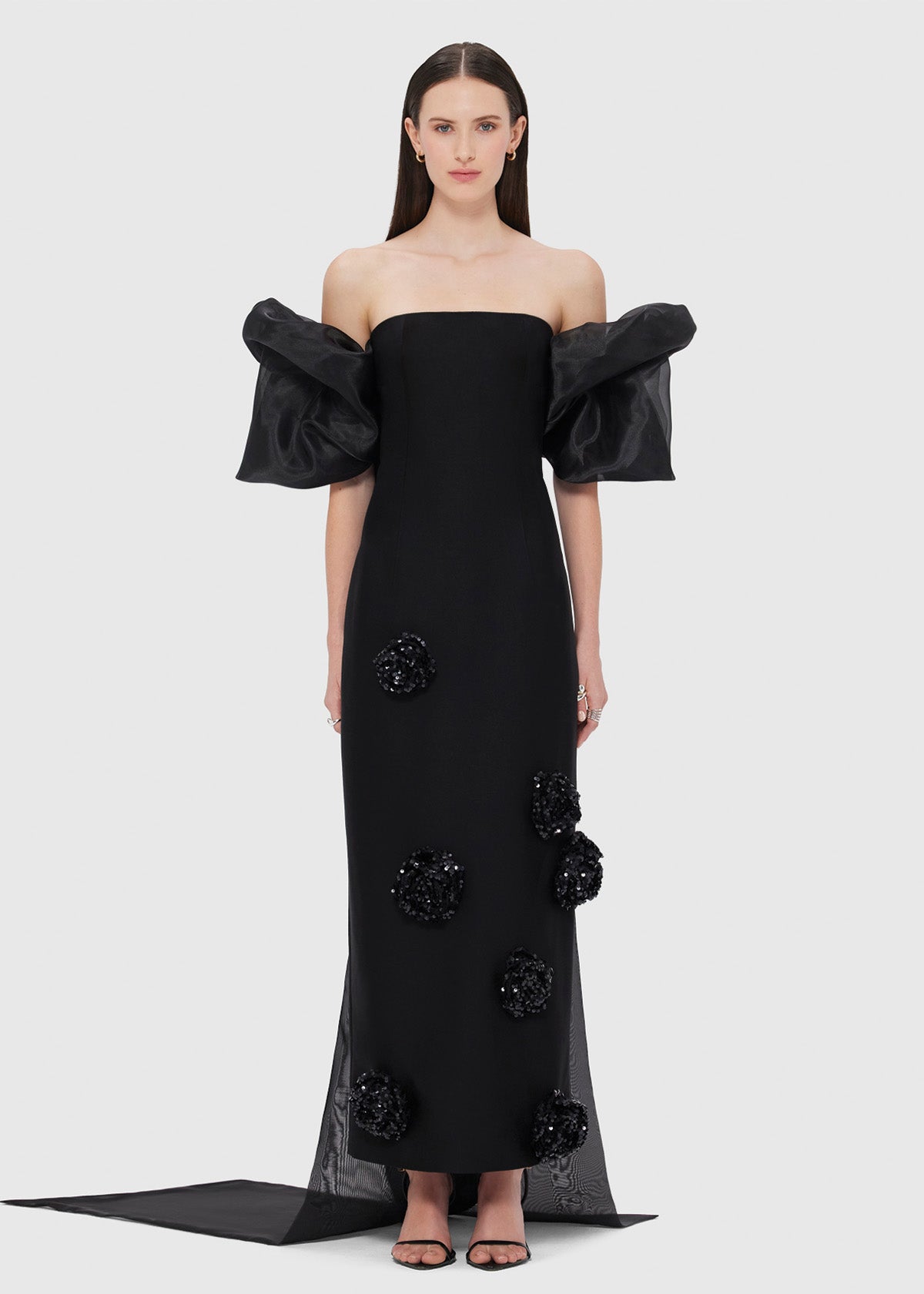 Leo Lin Leonora Puff Sleeve Cape Black