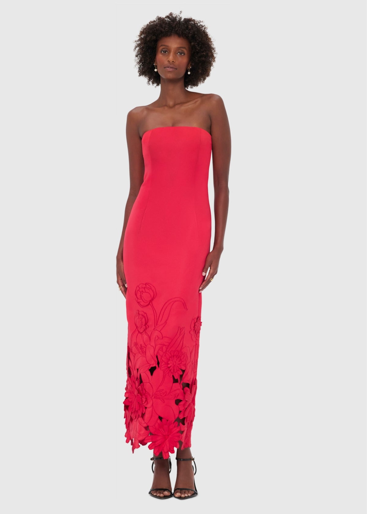 Leo Lin Rayna Applique Bustier Rosa Maxi Dress