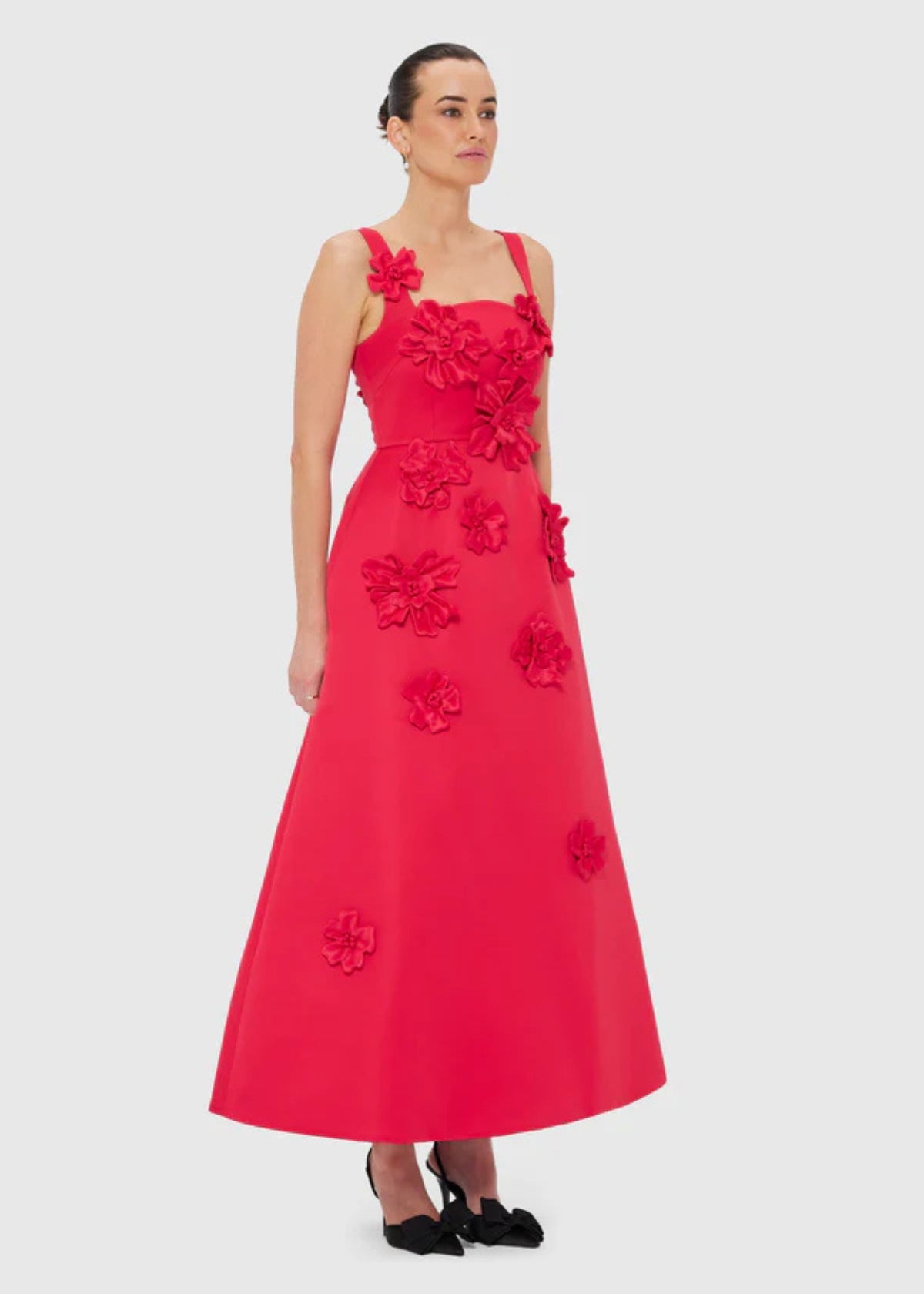 Leo Lin Rianne Floral Applique Rosa Maxi Dress