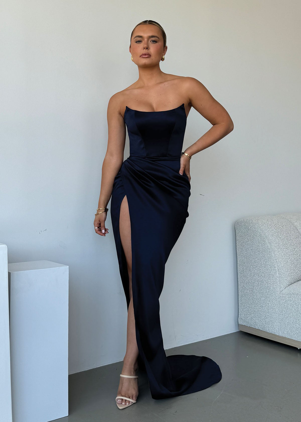 Lia Stublla Blair Corset Navy Formal Dress