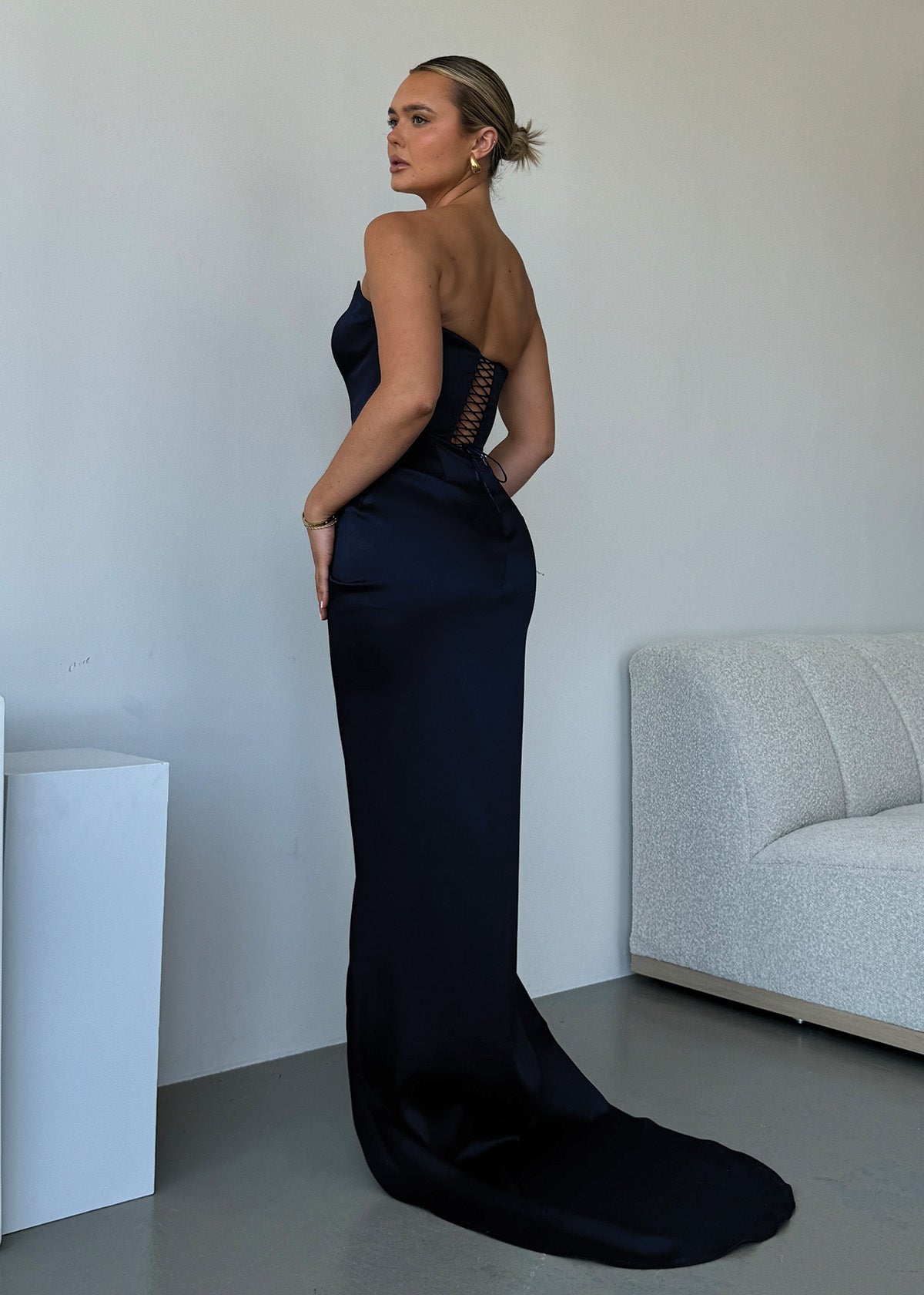 Lia Stublla Blair Corset Navy Formal Dress