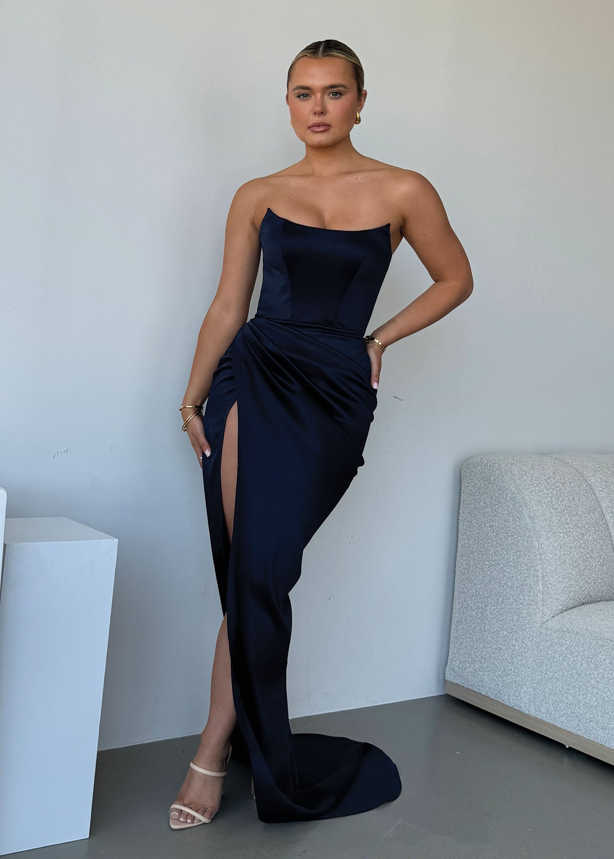 Lia Stublla Blair Corset Navy Formal Dress