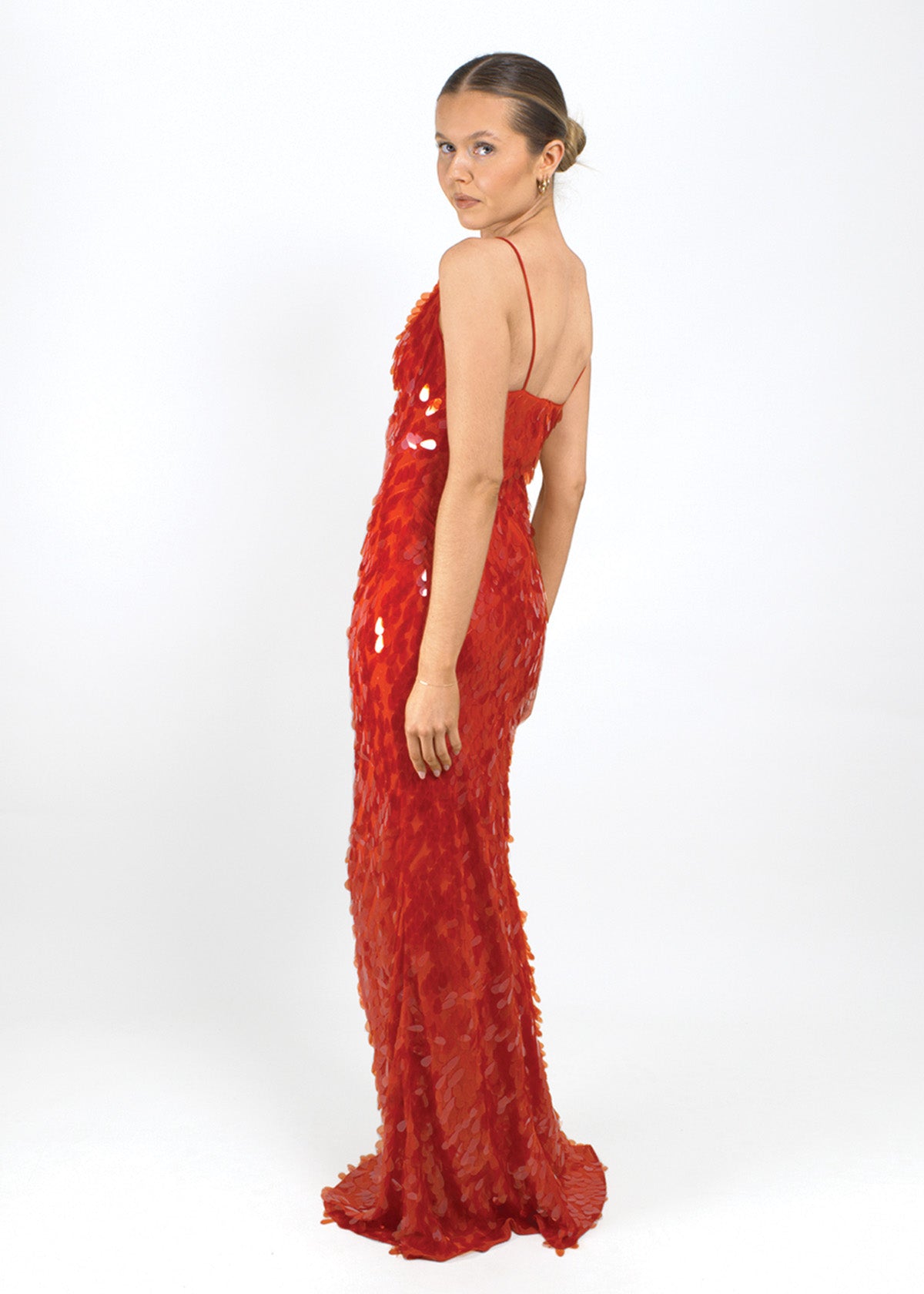 Misha Sapphire Sequin Red Formal Dress