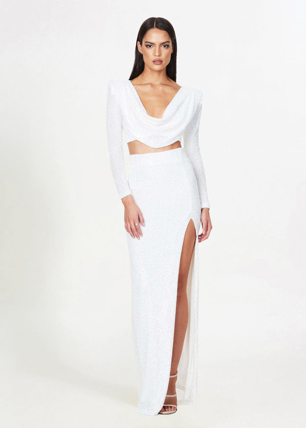 Nookie Pandora Long Sleeve White Formal Dress