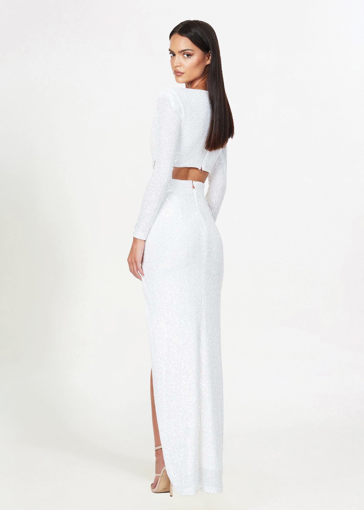 Nookie Pandora Long Sleeve White Formal Dress