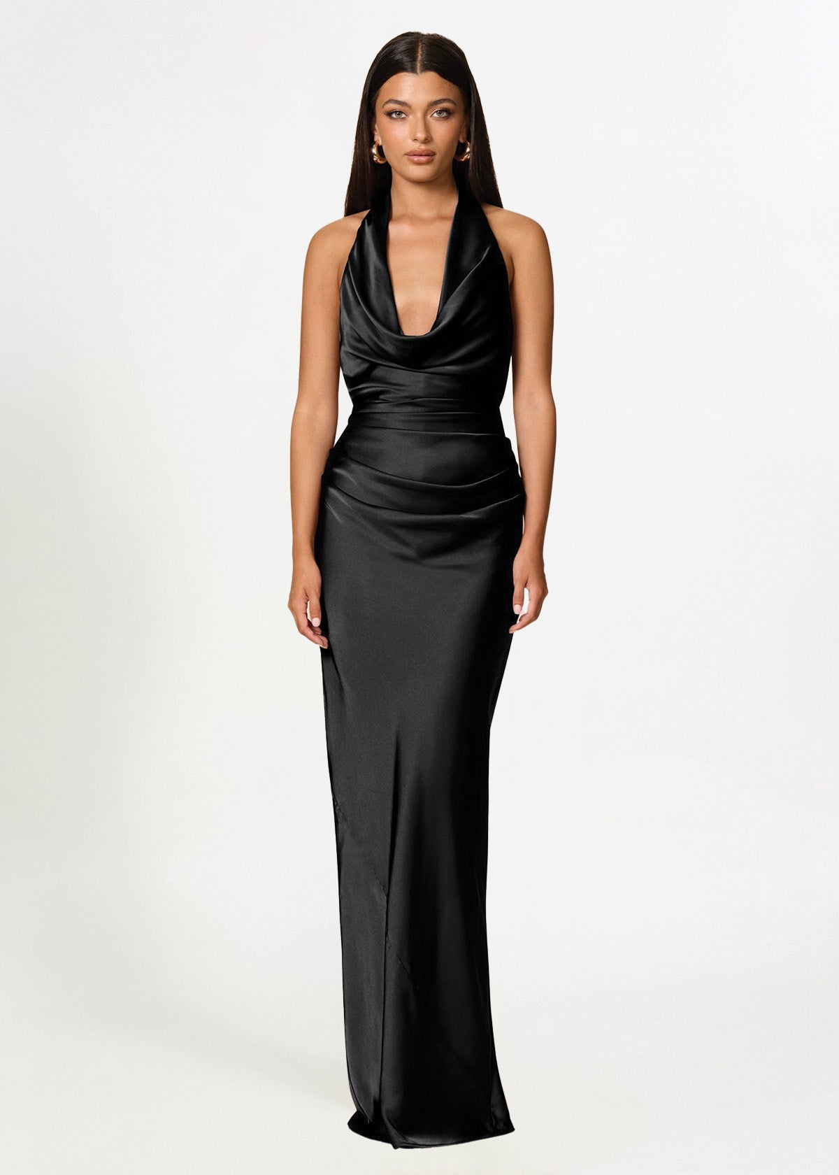 Nookie Penelope Drape Black Formal Dress