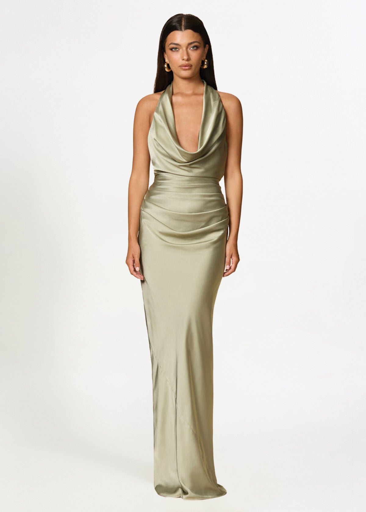 Nookie Penelope Drape Green Formal Dress