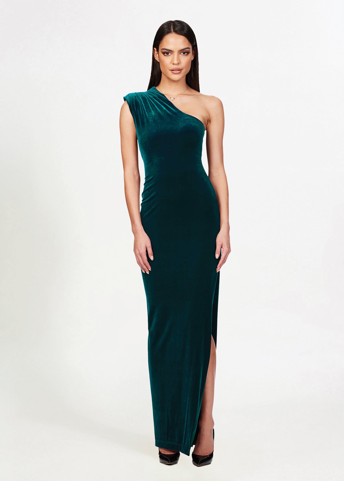 Nookie Rumi Velvet Teal Formal Dress