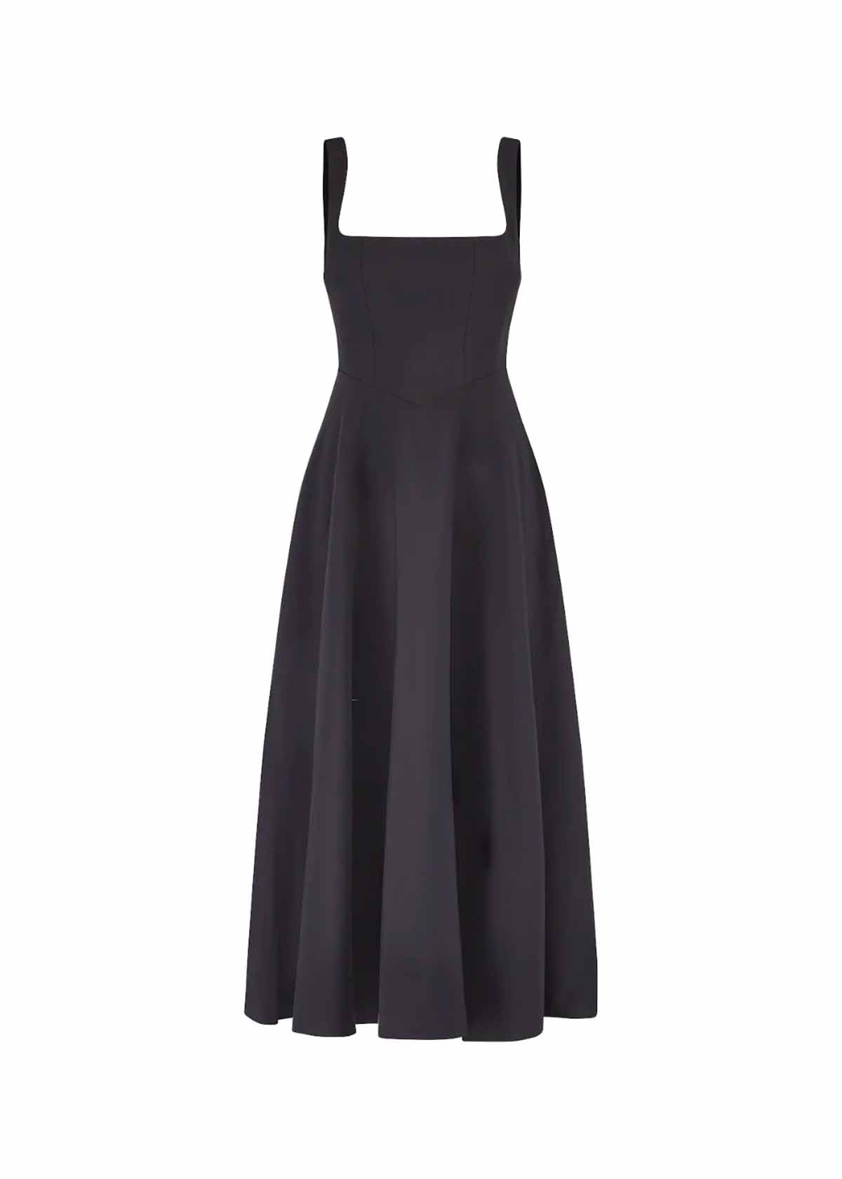 Odd Muse Ultimate Muse High Waist Square Neck Black Midi Dress