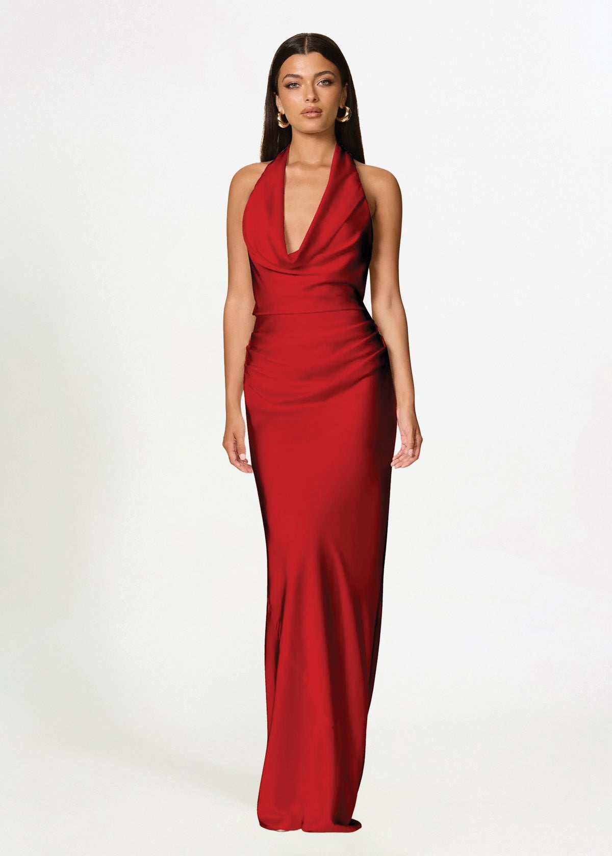 Penelope Drape Gown in Red