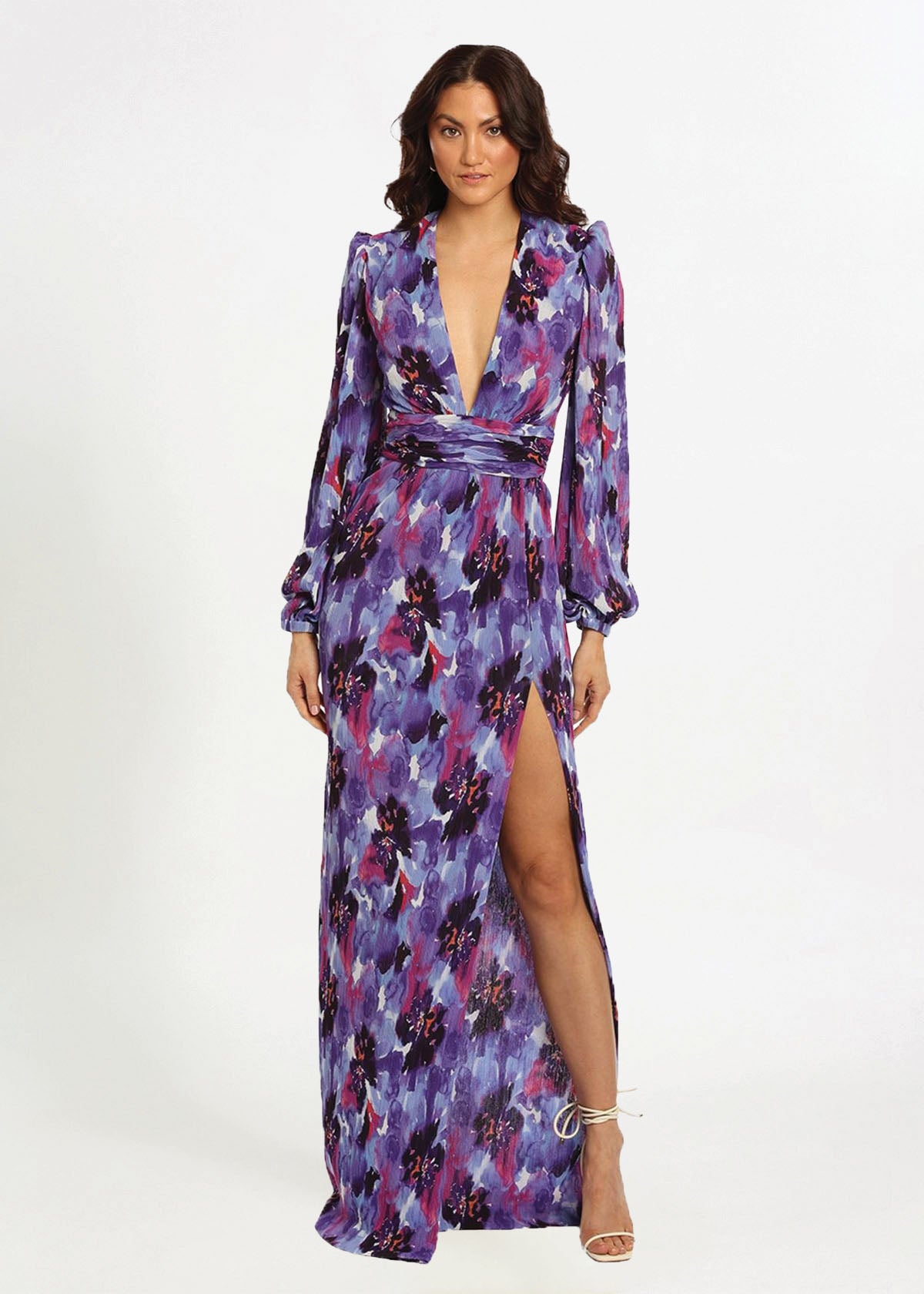 Rebecca Vallance Purple Rain Long Sleeve Formal Dress