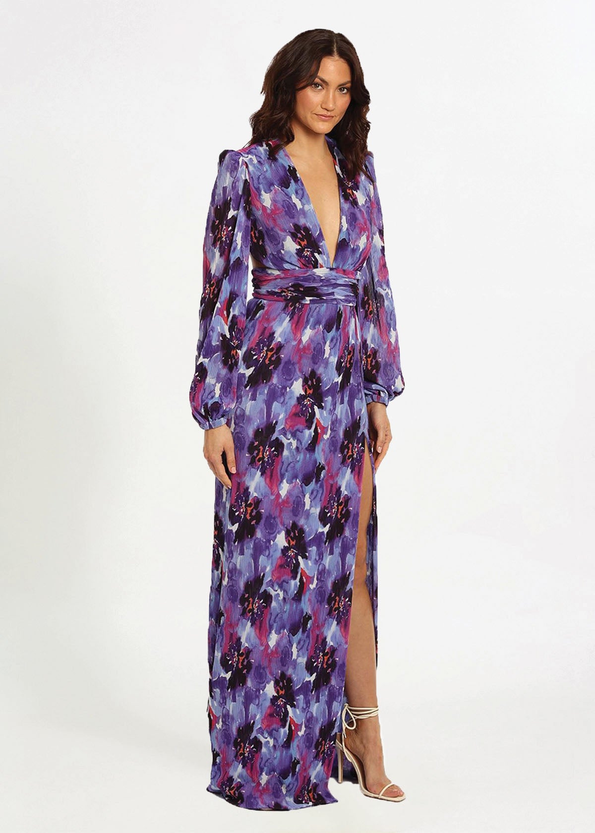 Rebecca Vallance Purple Rain Long Sleeve Formal Dress