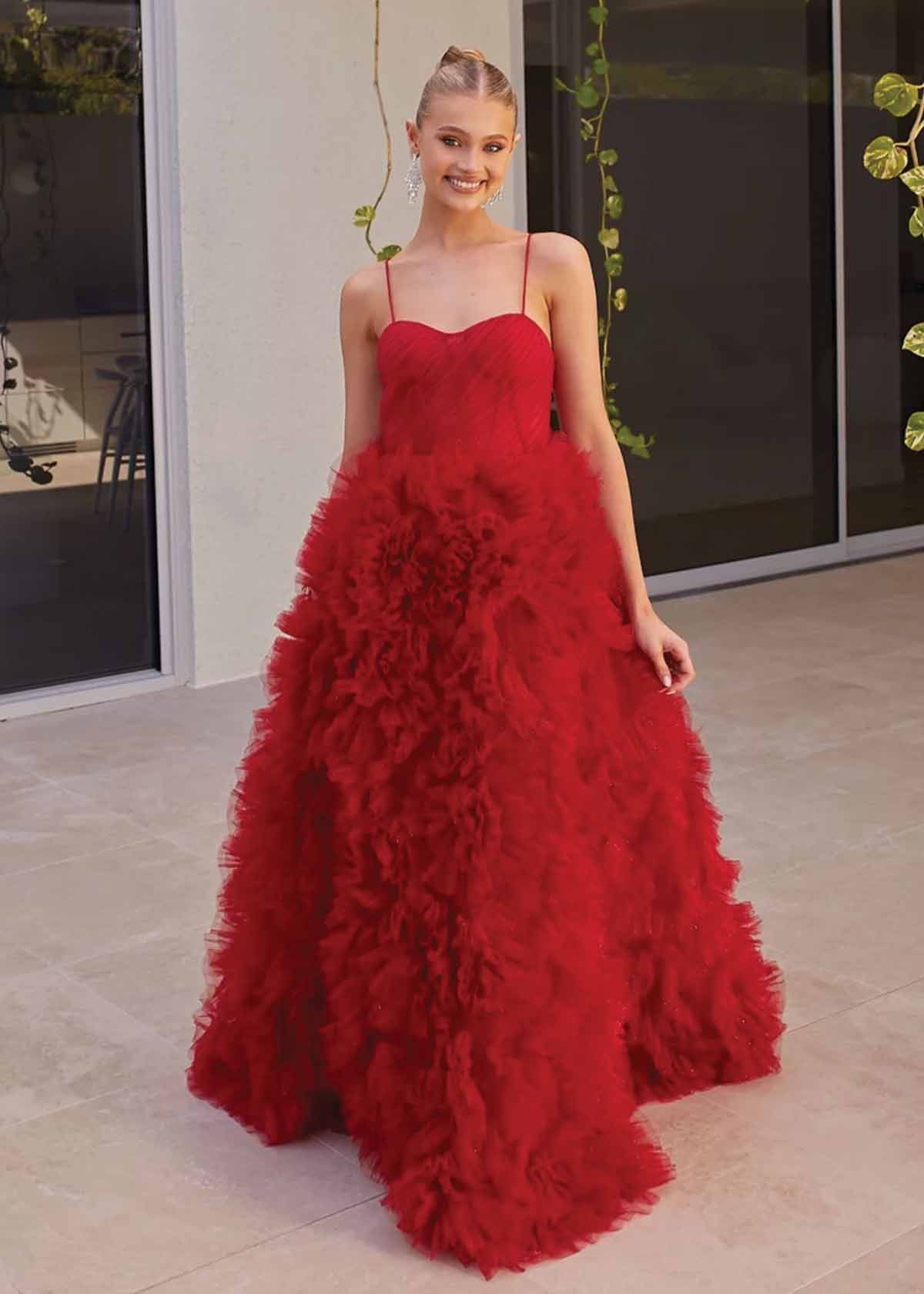 TANIA OLSEN Devere Gown (Ruby Red) - Hire now! – Dress for a Night