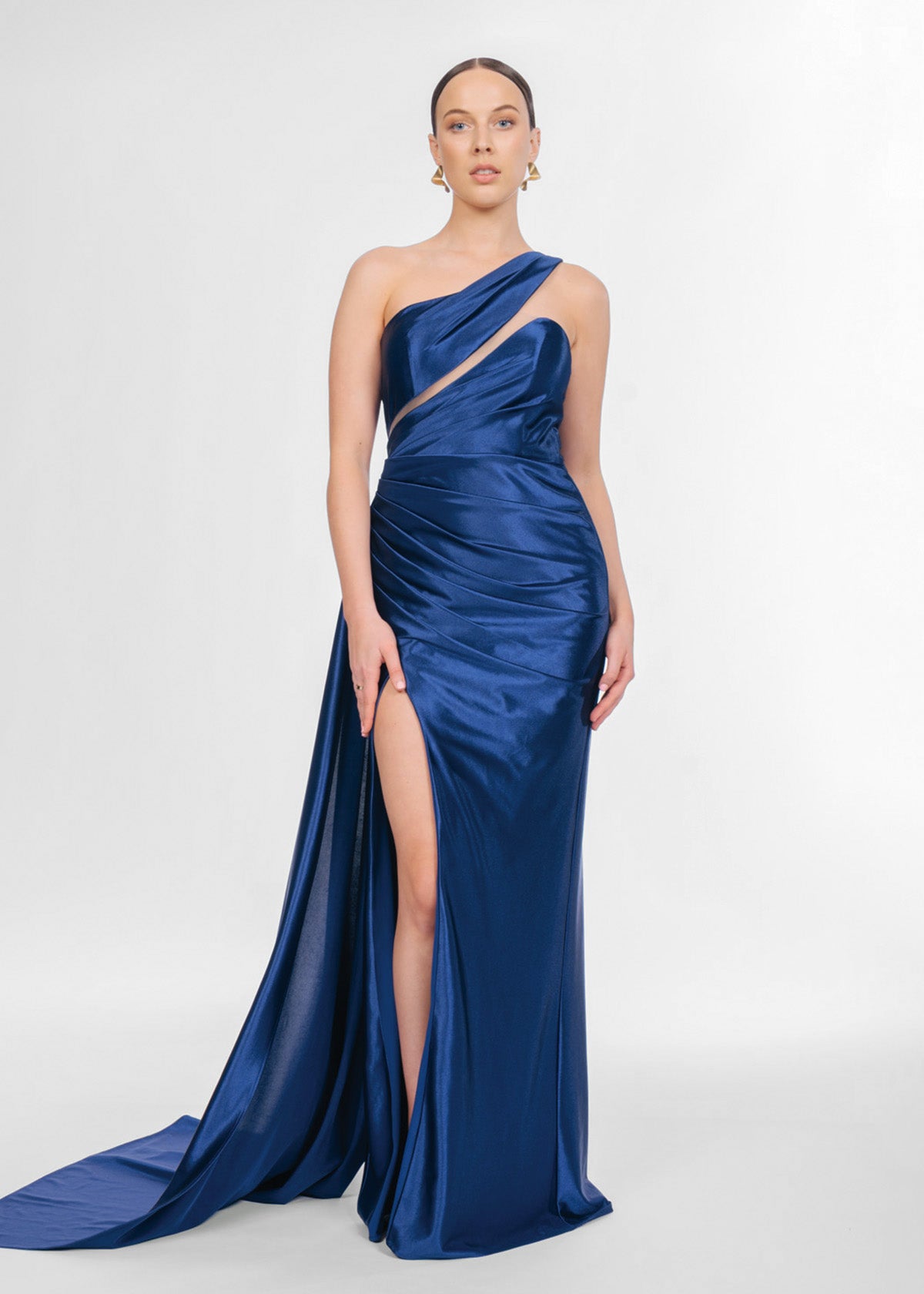 Tina Holly Lylian One Shoulder Navy Blue Formal Dress