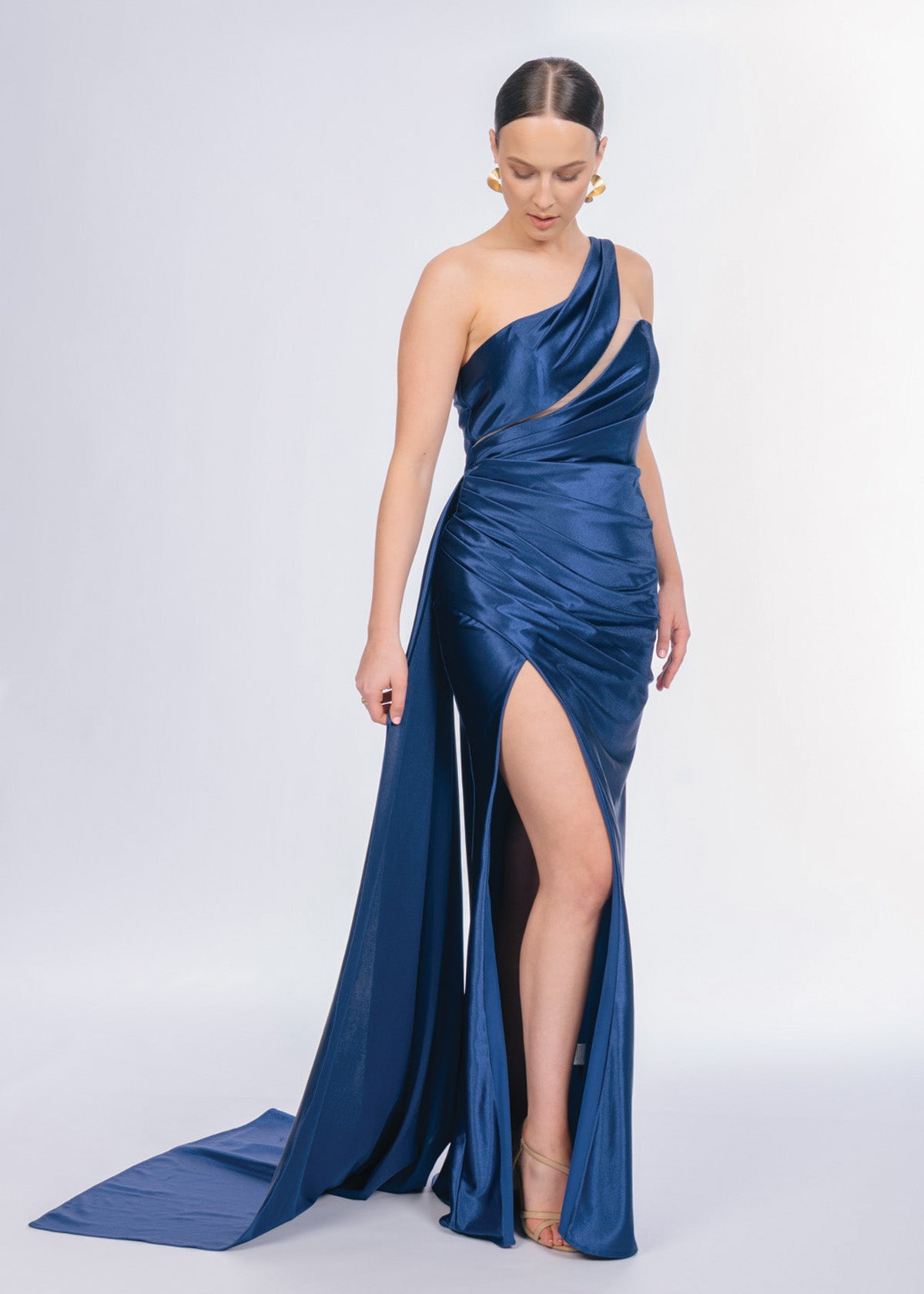 Tina Holly Lylian One Shoulder Navy Blue Formal Dress