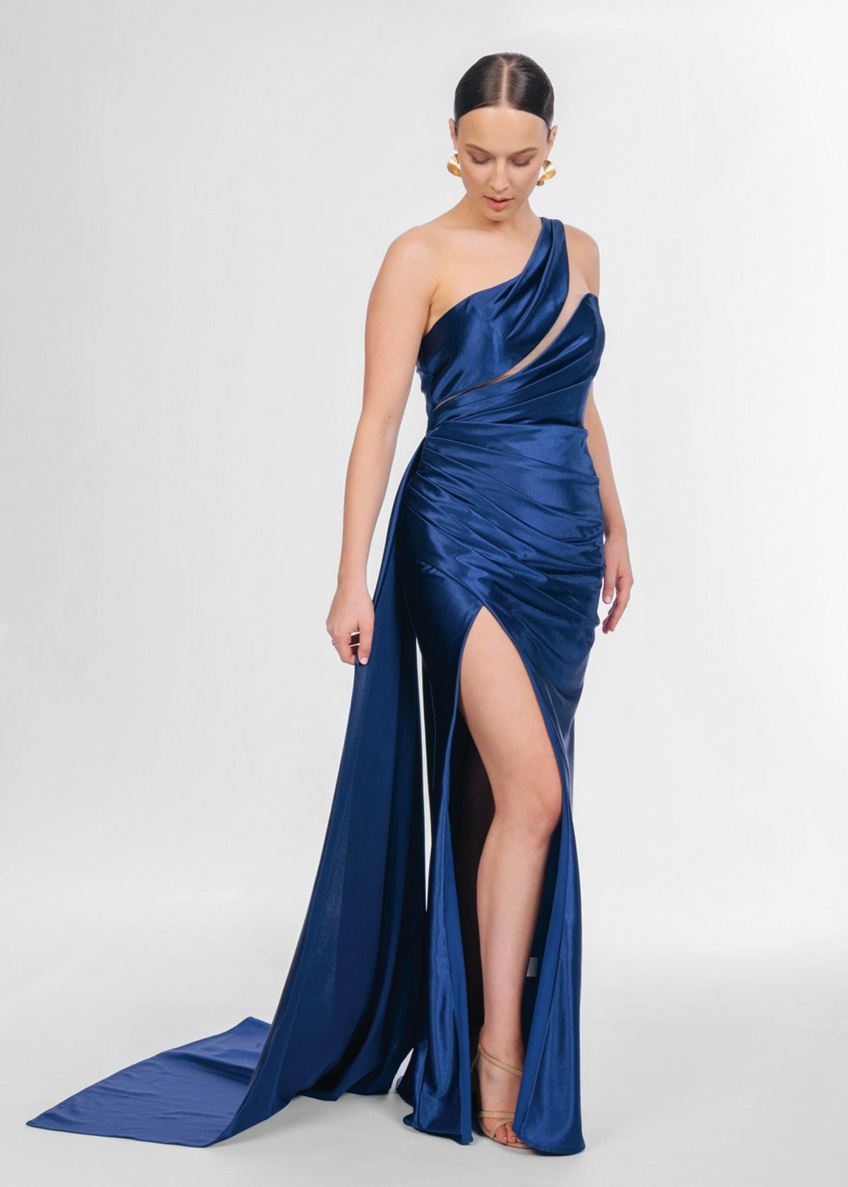 Tina Holly Lylian One Shoulder Navy Blue Formal Dress