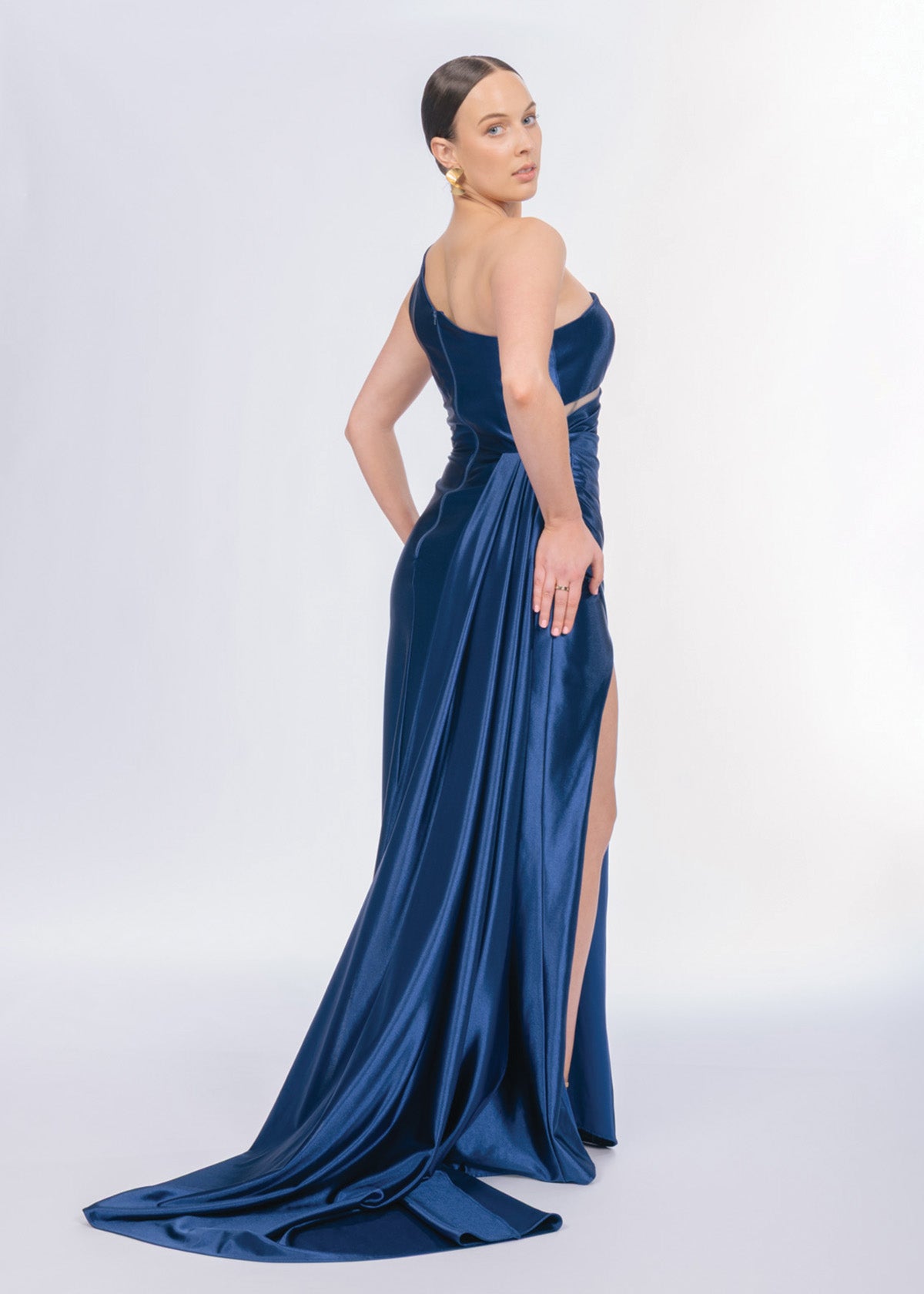 Tina Holly Lylian One Shoulder Navy Blue Formal Dress
