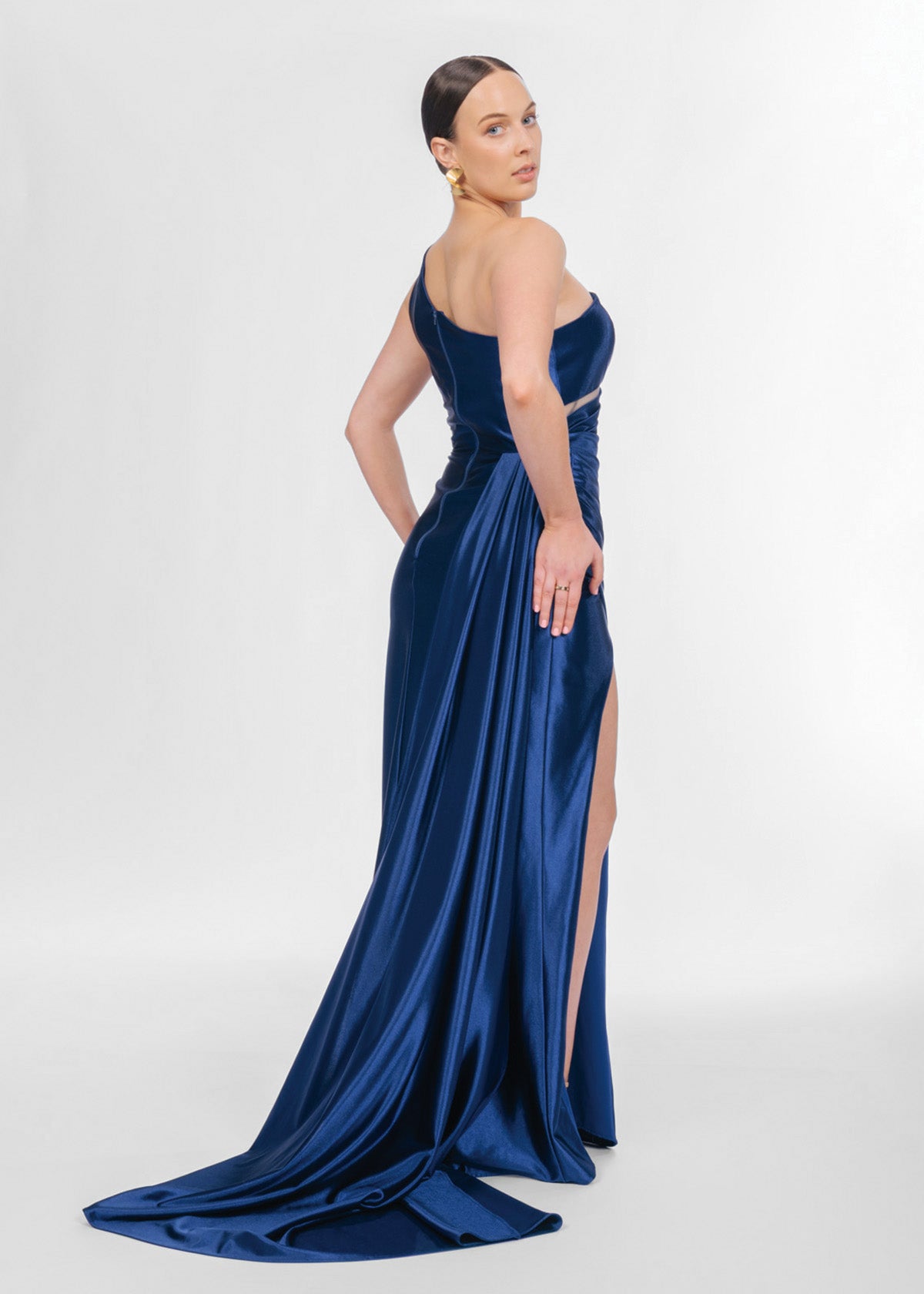 Tina Holly Lylian One Shoulder Navy Blue Formal Dress