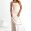 Adrienne Satin Strapless Gown in Champagne