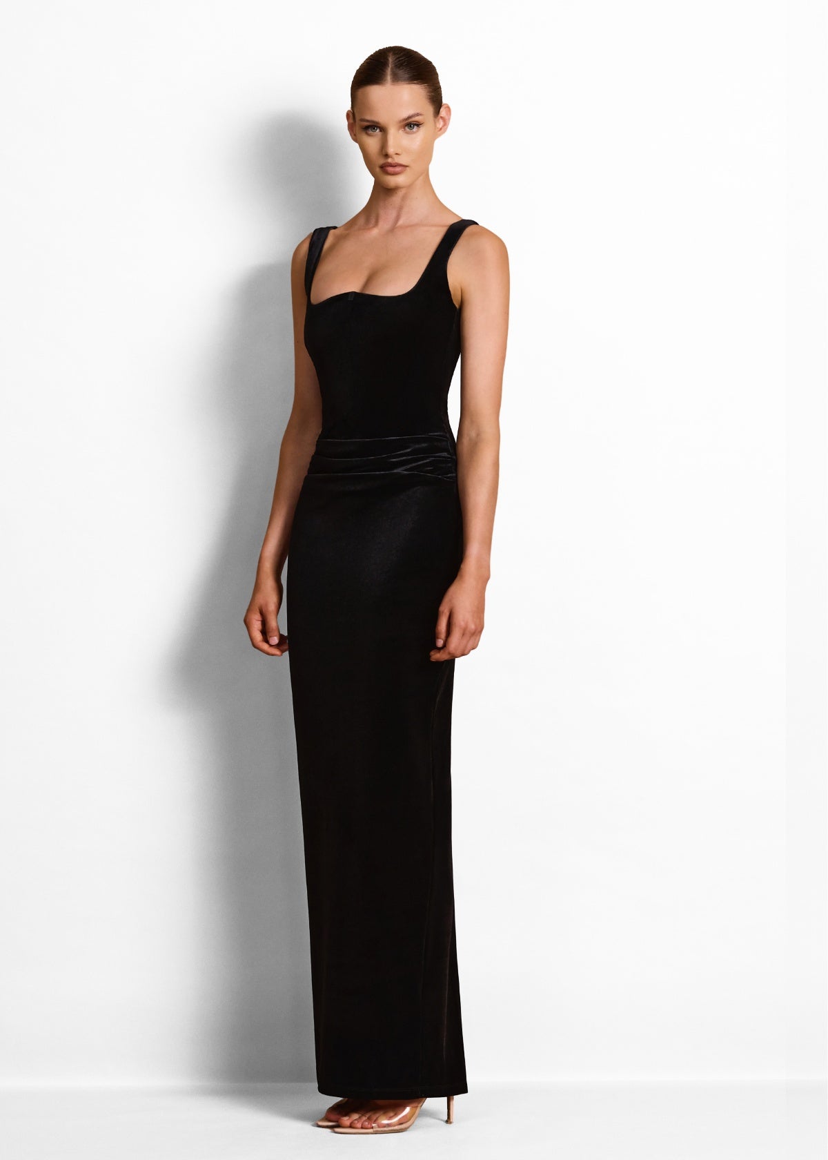 Nookie Veda Maxi velvet dress Black