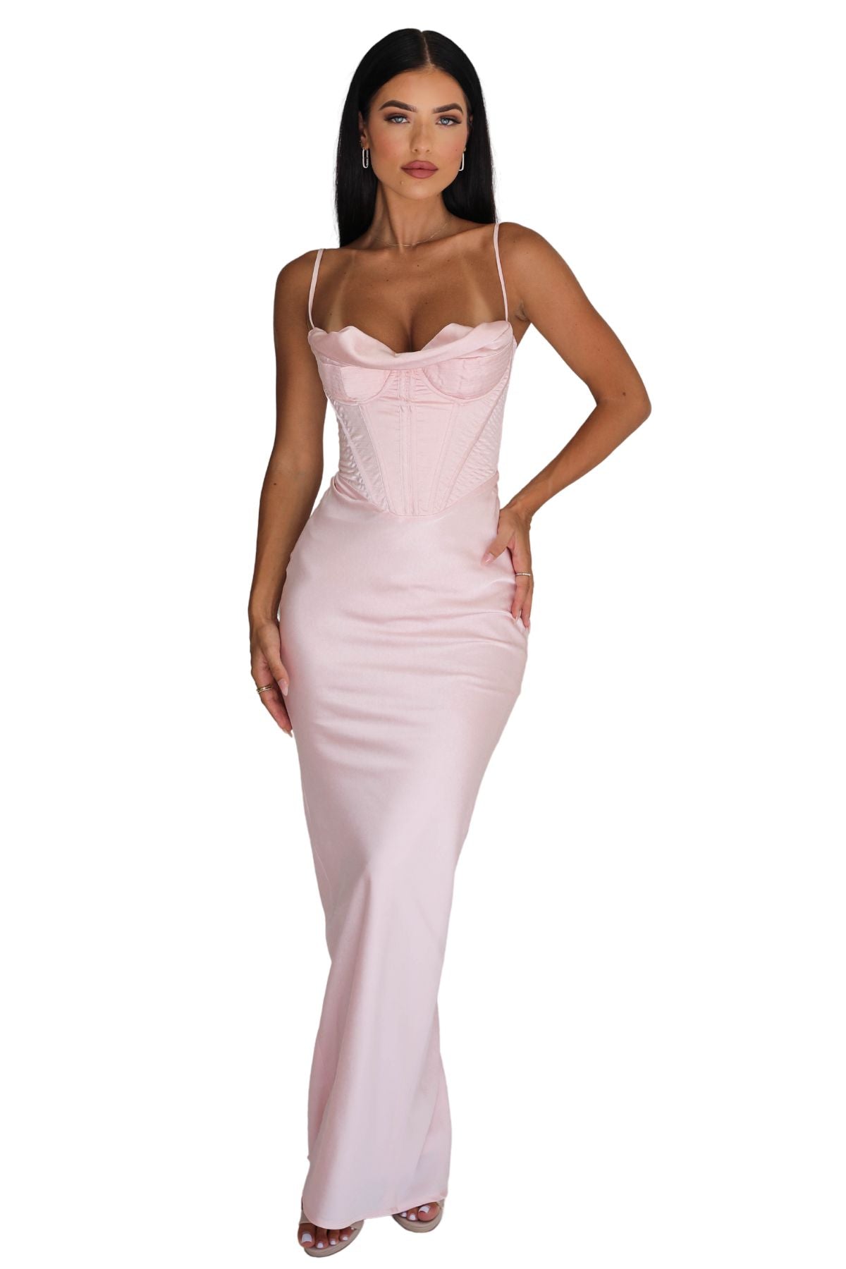 HOUSE OF CB Charmaine corset gown (blush pink)