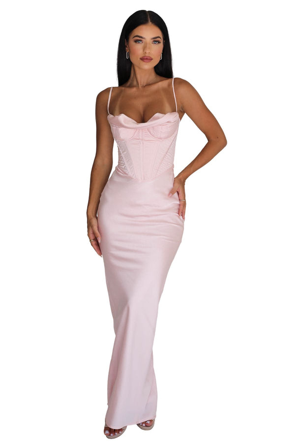 HOUSE OF CB Charmaine corset gown (blush pink)