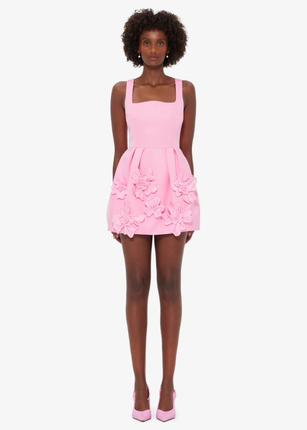 Piper Floral Applique Mini Dress in Pink