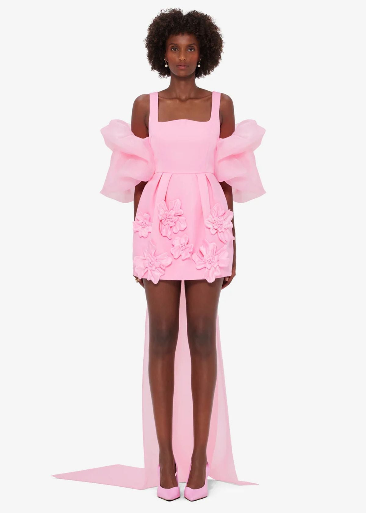 Leonora Puff Sleeve Cape in Pink