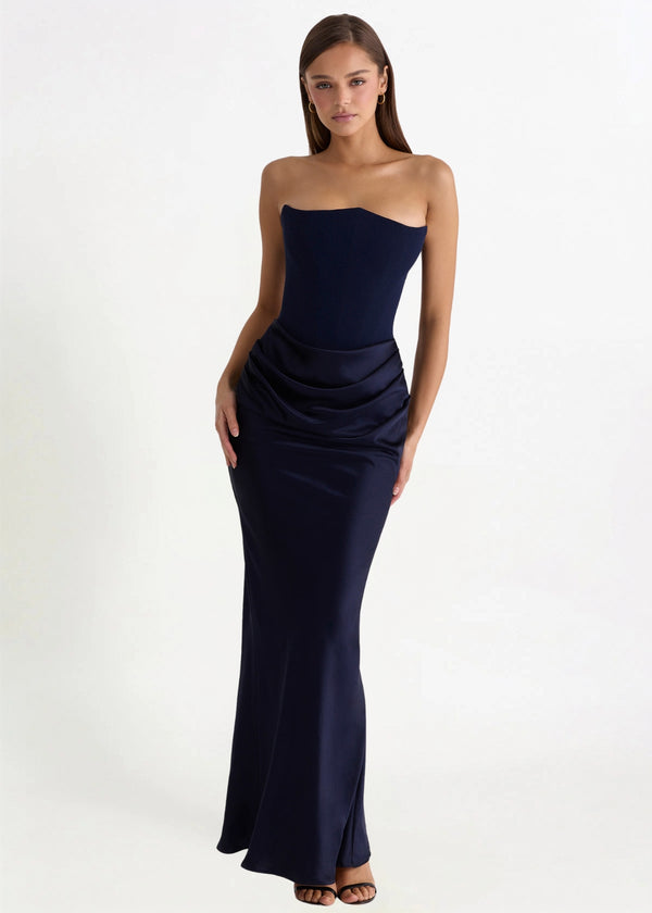 Persephone Corset Dress in Navy