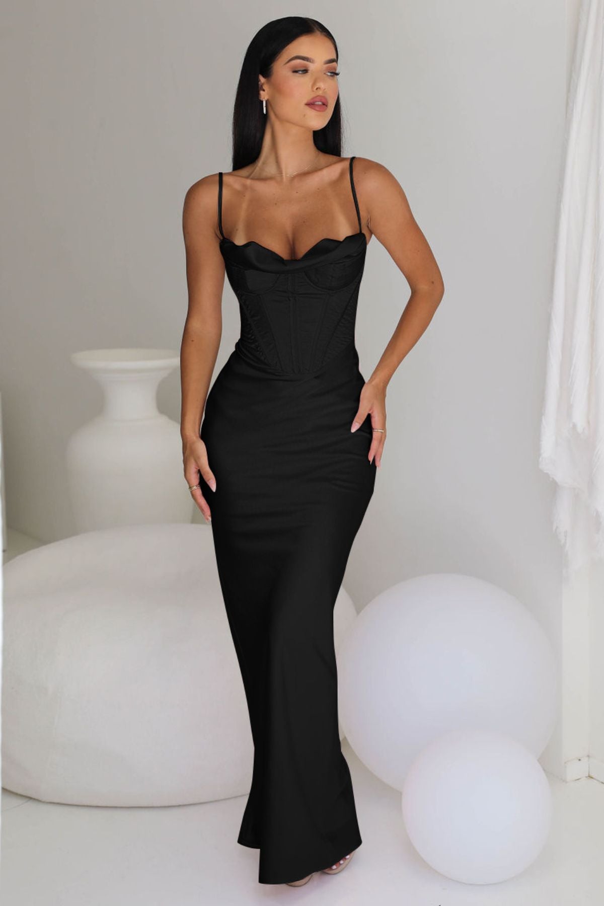 HOUSE OF CB Charmaine Corset Gown (Black) - RRP 9,Dress for a Night