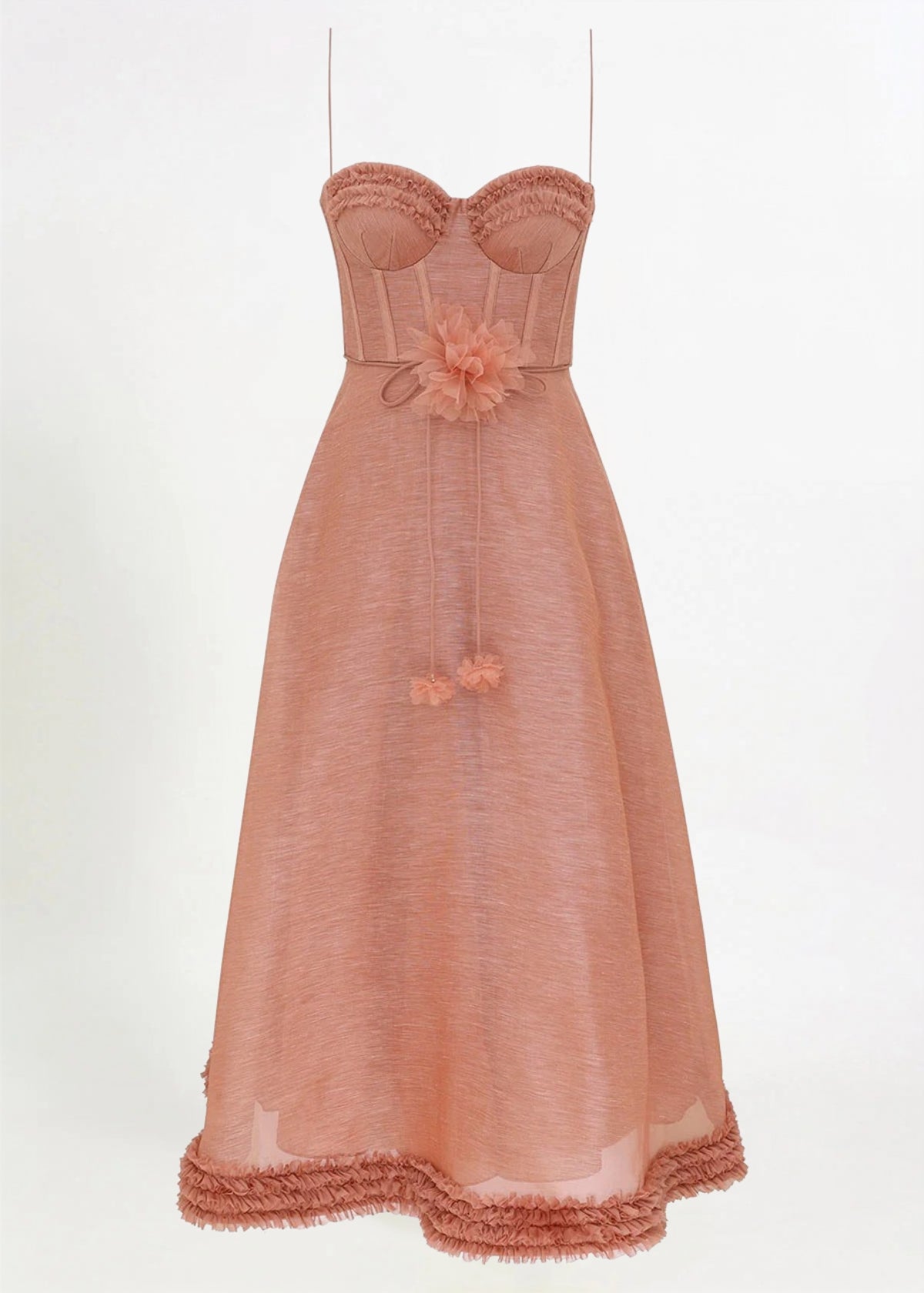 Luna Ruffle Midi Dress in Peony Hire for Formal event from Dress for a Night