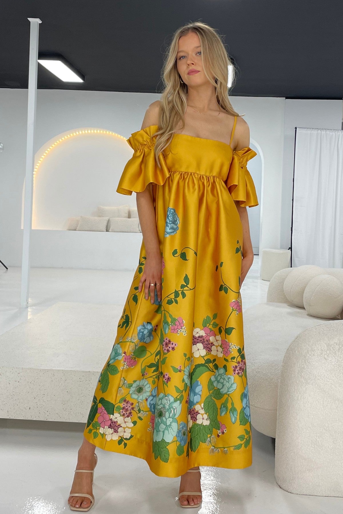 ALEMAIS Dana Midi Dress (Marigold),Dress for a Night