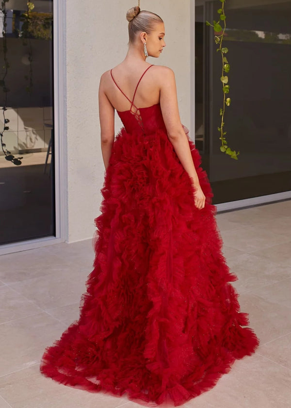 Devere Gown in Ruby Red