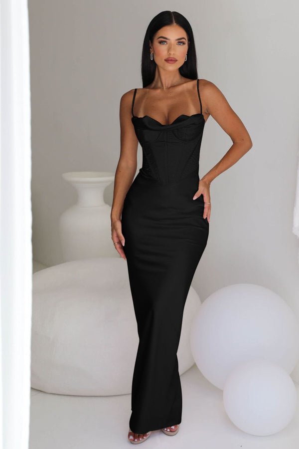HOUSE OF CB Charmaine corset gown (black)