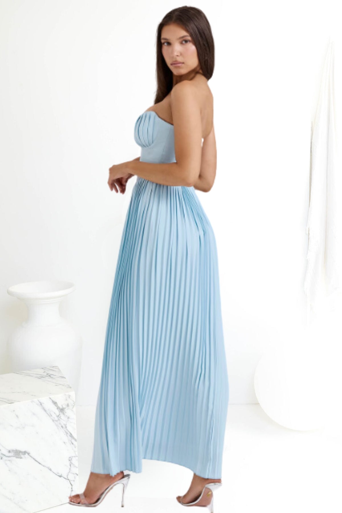 Rent House Of CB Marcella Pleated Maxi Dress (Ocean Blue)