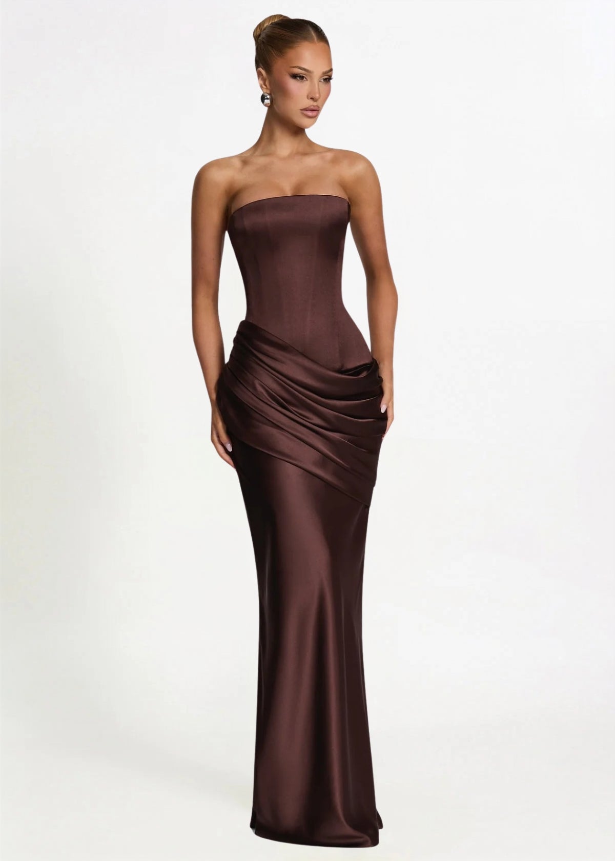 Ella Maxi Dress in Plum Brown